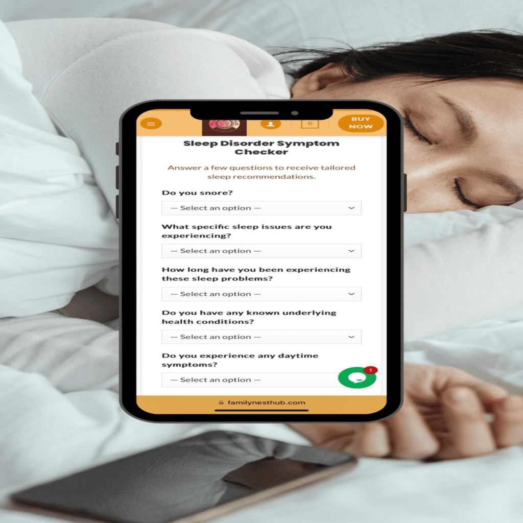 A screenshot or mock-up of the Symptom Checker interface, showing a sample question or a clean design with options.